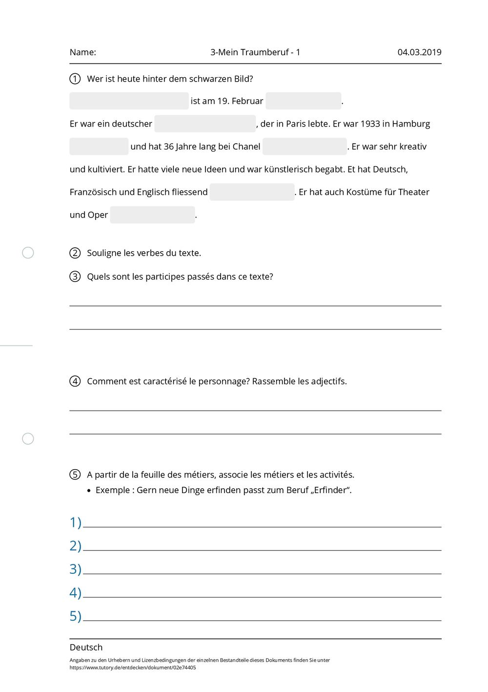 traumberuf essay in german