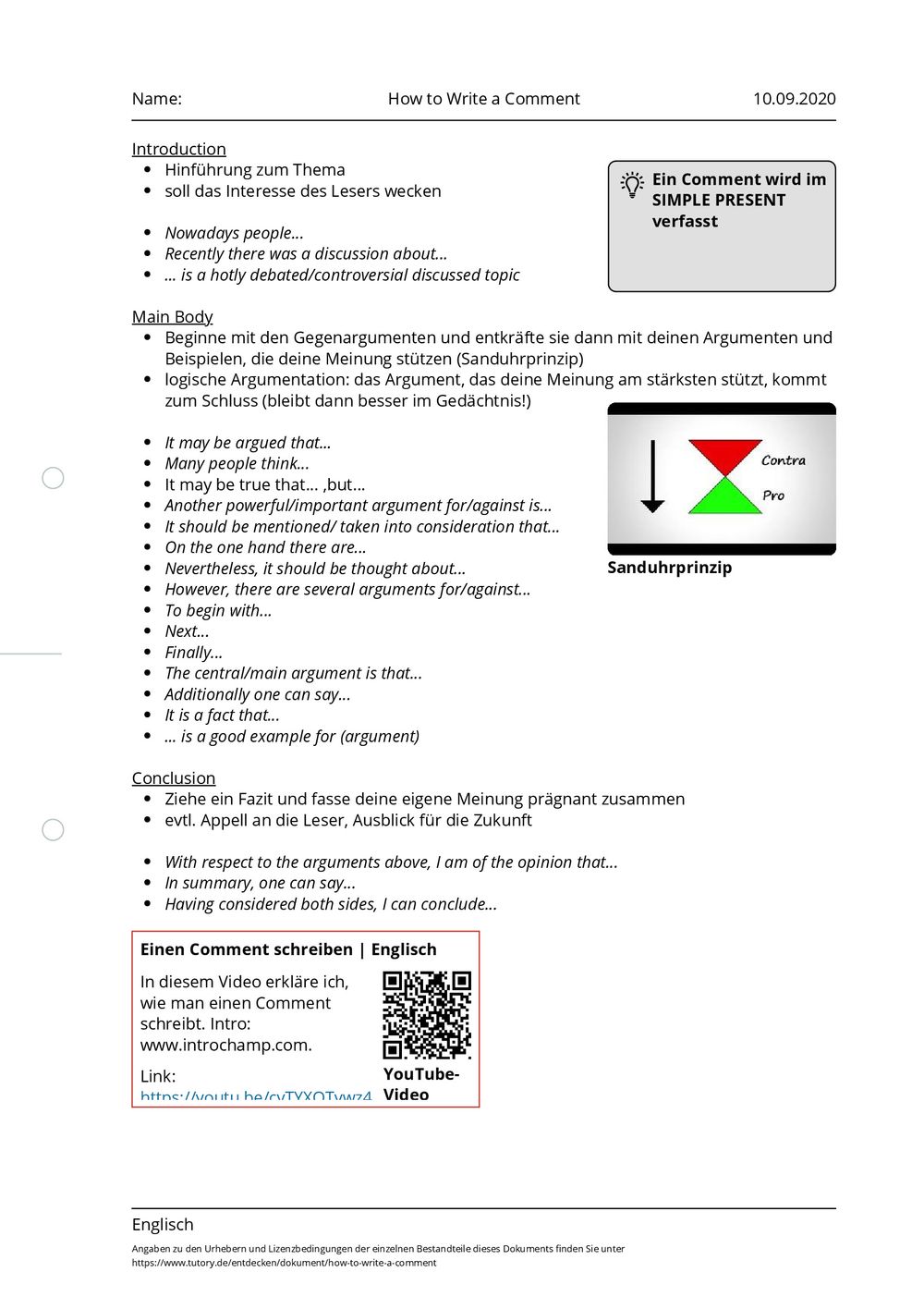 arbeitsblatt-how-to-write-a-comment-englisch-tutory-de