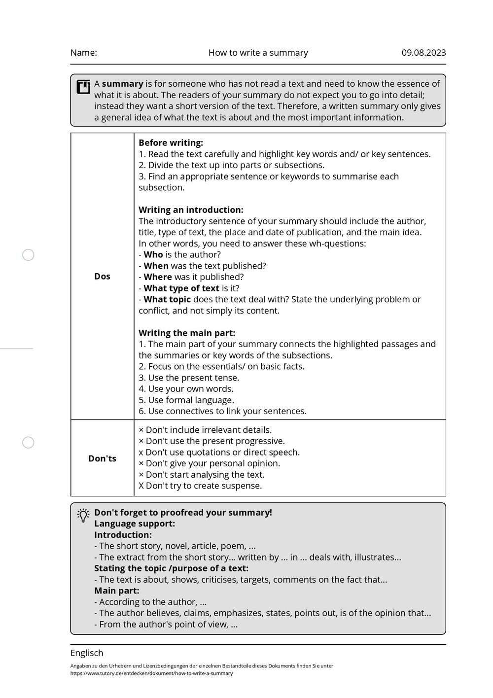 arbeitsblatt-how-to-write-a-summary-englisch-tutory-de