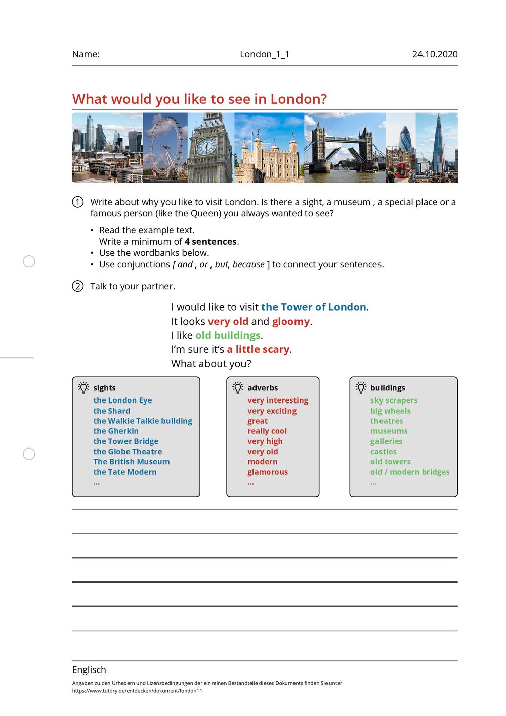 Arbeitsblatt - London_1_1 - Englisch - tutory.de