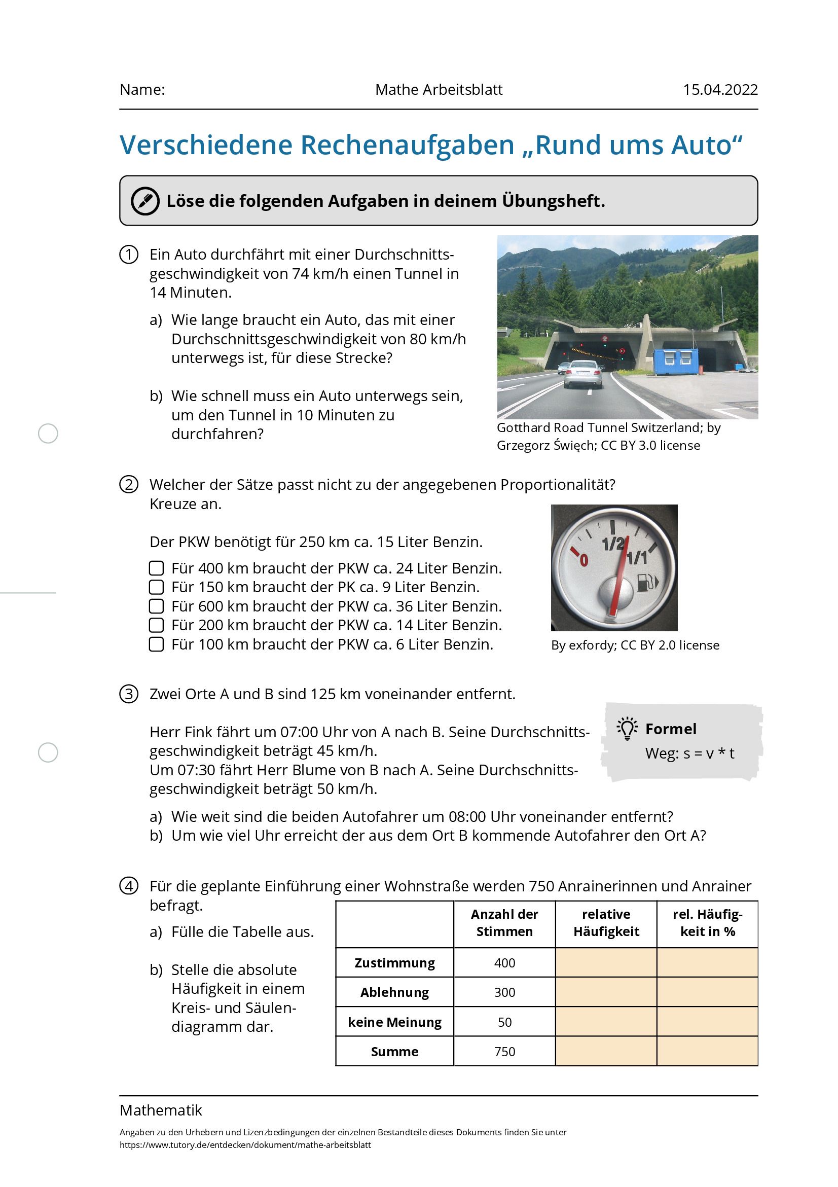 Arbeitsblatt - Mathe Arbeitsblatt - Mathematik - Tutory.de