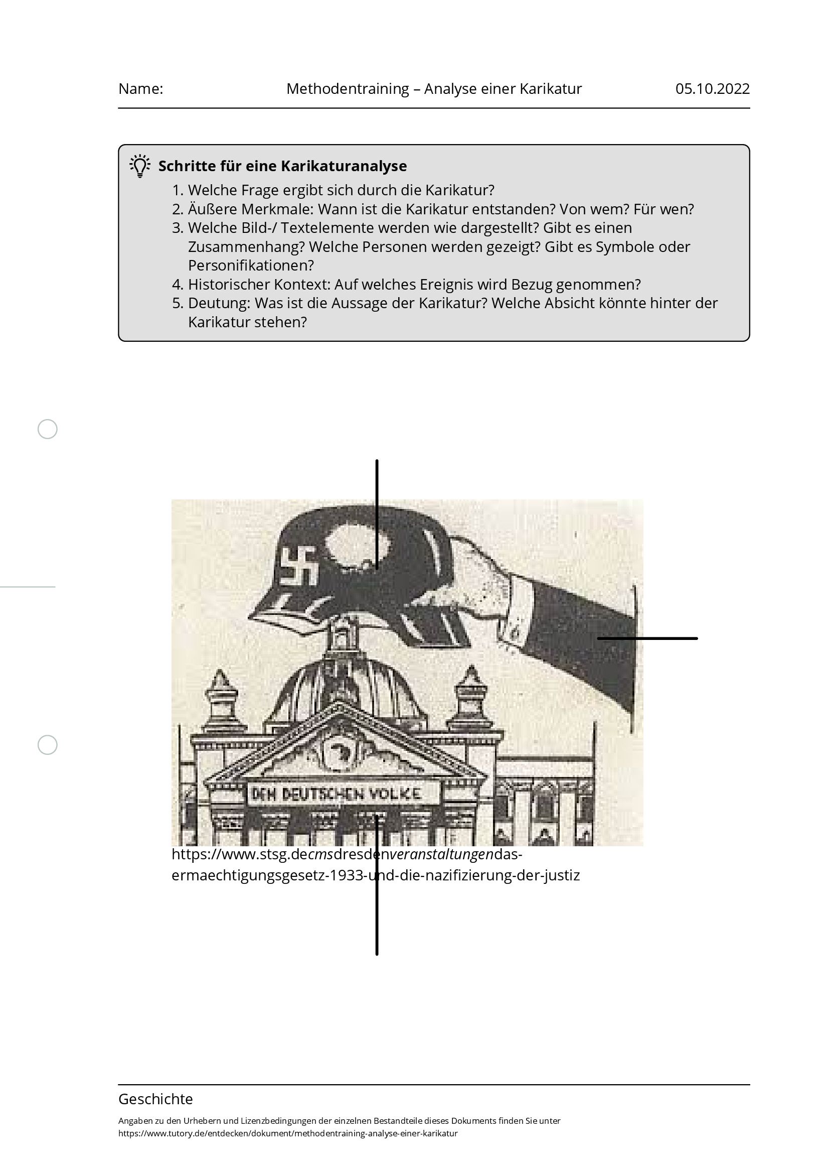 Arbeitsblatt - Methodentraining – Analyse Einer Karikatur - Geschichte ...