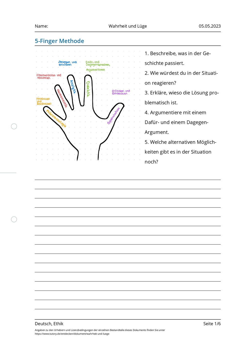 Arbeitsblatt Wahrheit Und Lüge Deutsch And Ethik Tutoryde 