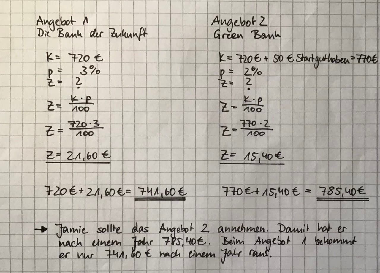 Arbeitsblatt - Lösung Übungsblatt Zinsrechnung - Mathematik - Tutory.de