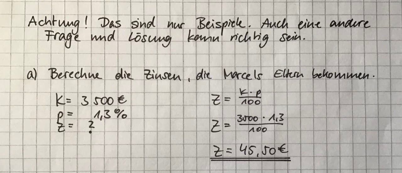 Arbeitsblatt - Lösung Übungsblatt Zinsrechnung - Mathematik - Tutory.de